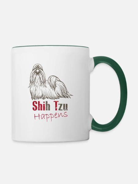 Shit happens - Tasse zweifarbig - Weiß/Dunkelgrün