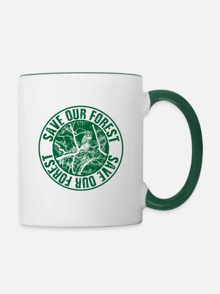 Save Forest - Tasse zweifarbig - Weiß/Dunkelgrün