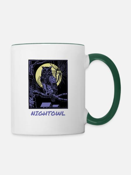 Nightowl Nachteule - Tasse zweifarbig - Weiß/Dunkelgrün
