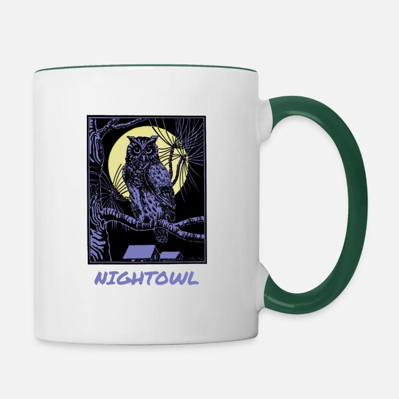 Noctambule noctambule - Mug contrasté - blanc/vert foncé