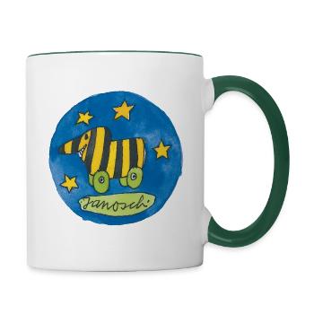 Janosch Tigerente Logo Badge - Tasse zweifarbig - Weiß/Dunkelgrün - Rechts
