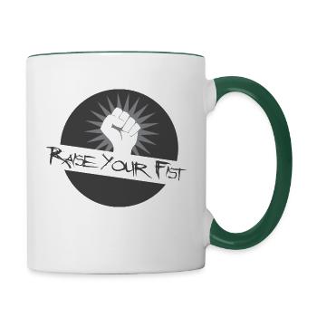 Raise Your Fist - Contrasting Mug - white/dark green - Right