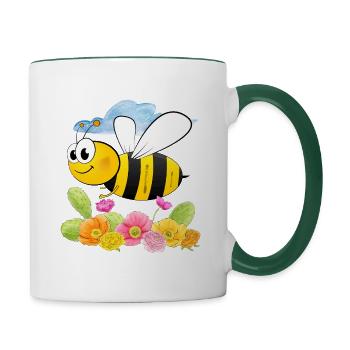 Bee bees apiculture bee honey garden nature - Contrasting Mug - white/dark green - Right