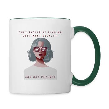 Equality not Revenge - Feminism Design - Contrasting Mug - white/dark green - Right