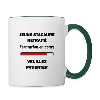 JEUNE STAGIAIRE RETRAITE - Mug contrasté - blanc/vert foncé - Droite