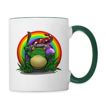 Magischer Frosch - Tasse zweifarbig - Weiß/Dunkelgrün - Rechts