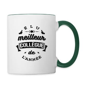 ÉLU MEILLEUR COLLÈGUE DE L'ANNÉE - Mug contrasté - blanc/vert foncé - Droite