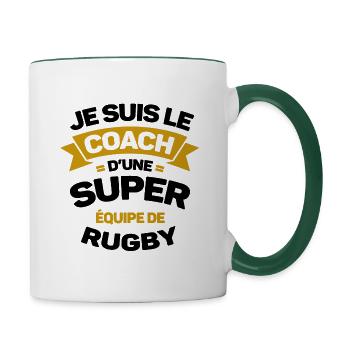 COACH D'UNE SUPER ÉQUIPE DE RUGBY - Mug contrasté - blanc/vert foncé - Droite