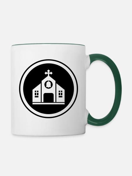 Kirche glaube - Tasse zweifarbig - Weiß/Dunkelgrün