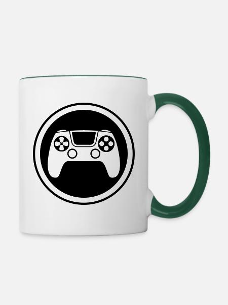 Gamepad Symbol Controller - Tasse zweifarbig - Weiß/Dunkelgrün