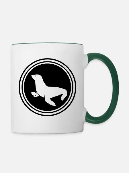 seehund tier - Tasse zweifarbig - Weiß/Dunkelgrün