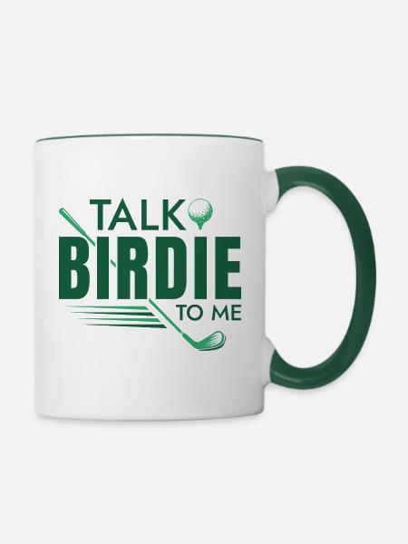 Sprechen Sie Birdie mit mir - Tasse zweifarbig - Weiß/Dunkelgrün