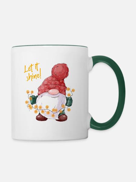Let it shine! - Contrasting Mug - white/dark green