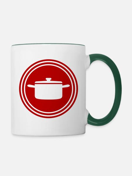 kochtopf Icon - Tasse zweifarbig - Weiß/Dunkelgrün