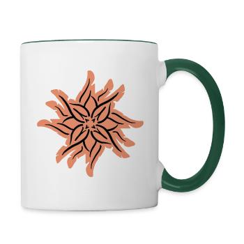 Fleur - Mug contrasté - blanc/vert foncé - Droite