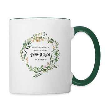Geschenk für Erzieherin - Kleine Menschen - Tasse zweifarbig - Weiß/Dunkelgrün - Rechts