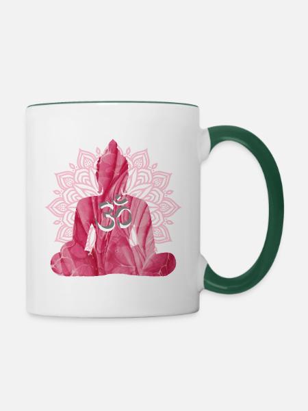 om mit buddha e 229 - Tasse zweifarbig - Weiß/Dunkelgrün