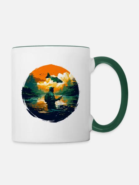 Fischerforelle - Tasse zweifarbig - Weiß/Dunkelgrün
