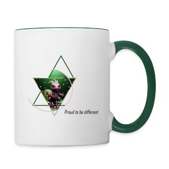 Hybride tortue-écureuil - Mug contrasté - blanc/vert foncé - Droite