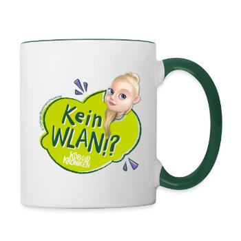 KoboldKroniken Kein WLAN!? Clara-mit-C - Tasse zweifarbig - Weiß/Dunkelgrün - Rechts
