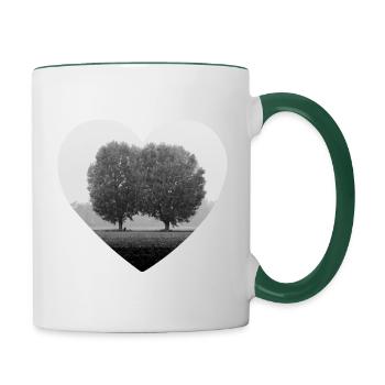 Herz für die Bäume - Tasse zweifarbig - Weiß/Dunkelgrün - Rechts