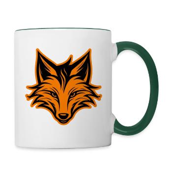 Fox Head Silhouette - Contrasting Mug - white/dark green - Right