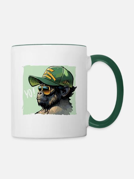 Gorilla YO! - Tasse zweifarbig - Weiß/Dunkelgrün