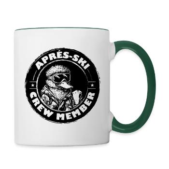 Ente Apres Ski Team Spruch - Tasse zweifarbig - Weiß/Dunkelgrün - Rechts