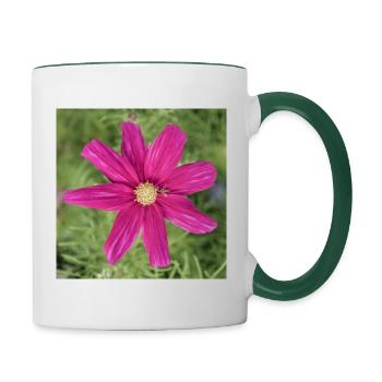 Fleur de Cosmee - Mug contrasté - blanc/vert foncé - Droite