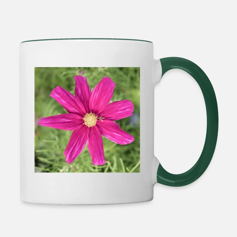 Fleur de Cosmee - Mug contrasté - blanc/vert foncé