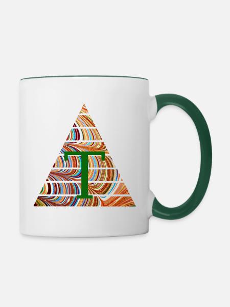 dreieck e 56 t - Tasse zweifarbig - Weiß/Dunkelgrün