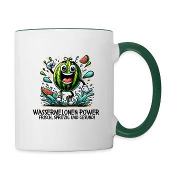 Puissance de la pastèque - Mug contrasté - blanc/vert foncé - Droite