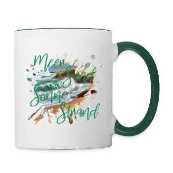 Meer Sand Sonne Strand - Tasse zweifarbig - Weiß/Dunkelgrün - Rechts
