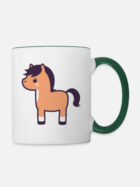 Pferd - Tasse zweifarbig - Weiß/Dunkelgrün