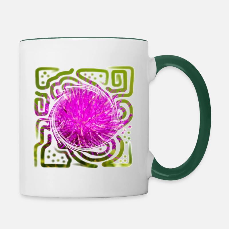 Thistle Blossom Abstract - Contrasting Mug - white/dark green