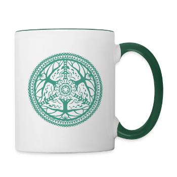 Mandala aus Luft und Holz - Tasse zweifarbig - Weiß/Dunkelgrün - Rechts