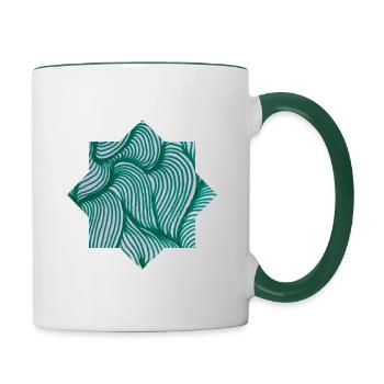 Étoiles - peintes à la main par Martina Eßer - Mug contrasté - blanc/vert foncé - Droite