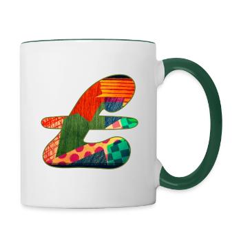 Abstract Pattern in Vibrant Colors - Contrasting Mug - white/dark green - Right