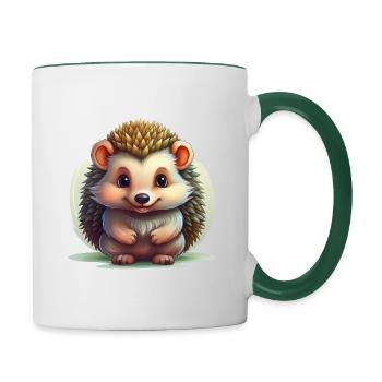 Niedlicher Igel im Herbst - Tasse zweifarbig - Weiß/Dunkelgrün - Rechts