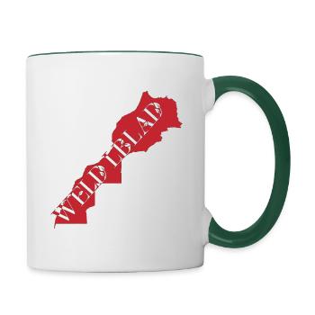 Moroccan Darija word "WELD LBLAD" - Contrasting Mug - white/dark green - Right