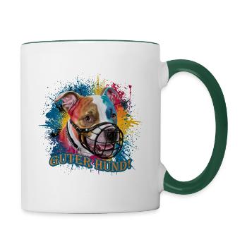 Guter Hund - Staffordshire Terrier - Tasse zweifarbig - Weiß/Dunkelgrün - Rechts