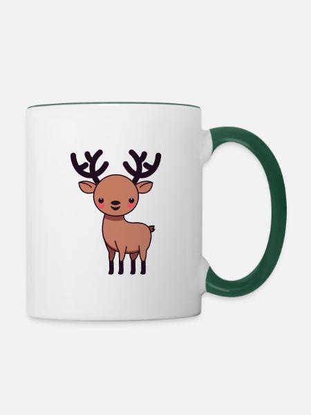 winterlicher Hirsch - Tasse zweifarbig - Weiß/Dunkelgrün