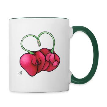 Hikari and Hiroshi - Contrasting Mug - white/dark green - Right