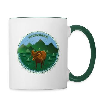 Am 2.Januar bin ich als Steinbock geboren worden. - Tasse zweifarbig - Weiß/Dunkelgrün - Rechts