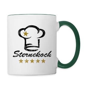 Sternekoch Kochmütze 5 Sterne Koch Chefkoch Grunge - Tasse zweifarbig - Weiß/Dunkelgrün - Rechts