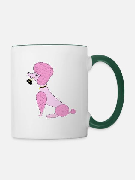 Pudel - Tasse zweifarbig - Weiß/Dunkelgrün