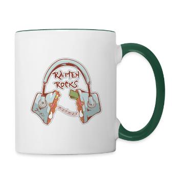Ramen Rocks Für Nudelliebhaber - Tasse zweifarbig - Weiß/Dunkelgrün - Rechts