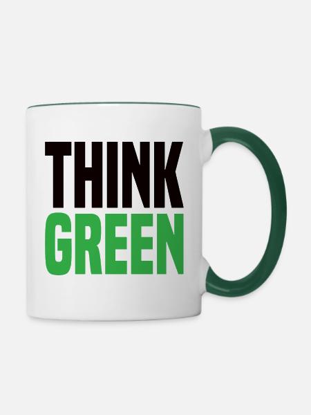 Think Green - Tasse zweifarbig - Weiß/Dunkelgrün