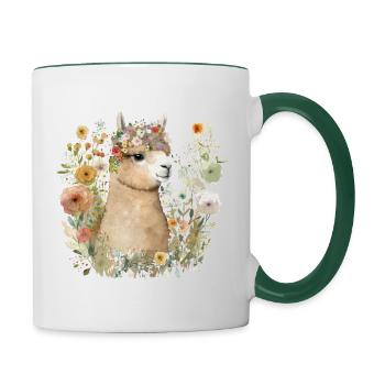 Pretty Alpaca - Contrasting Mug - white/dark green - Right