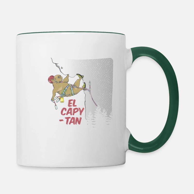 Capybara climbing El Capitan - Contrasting Mug - white/dark green